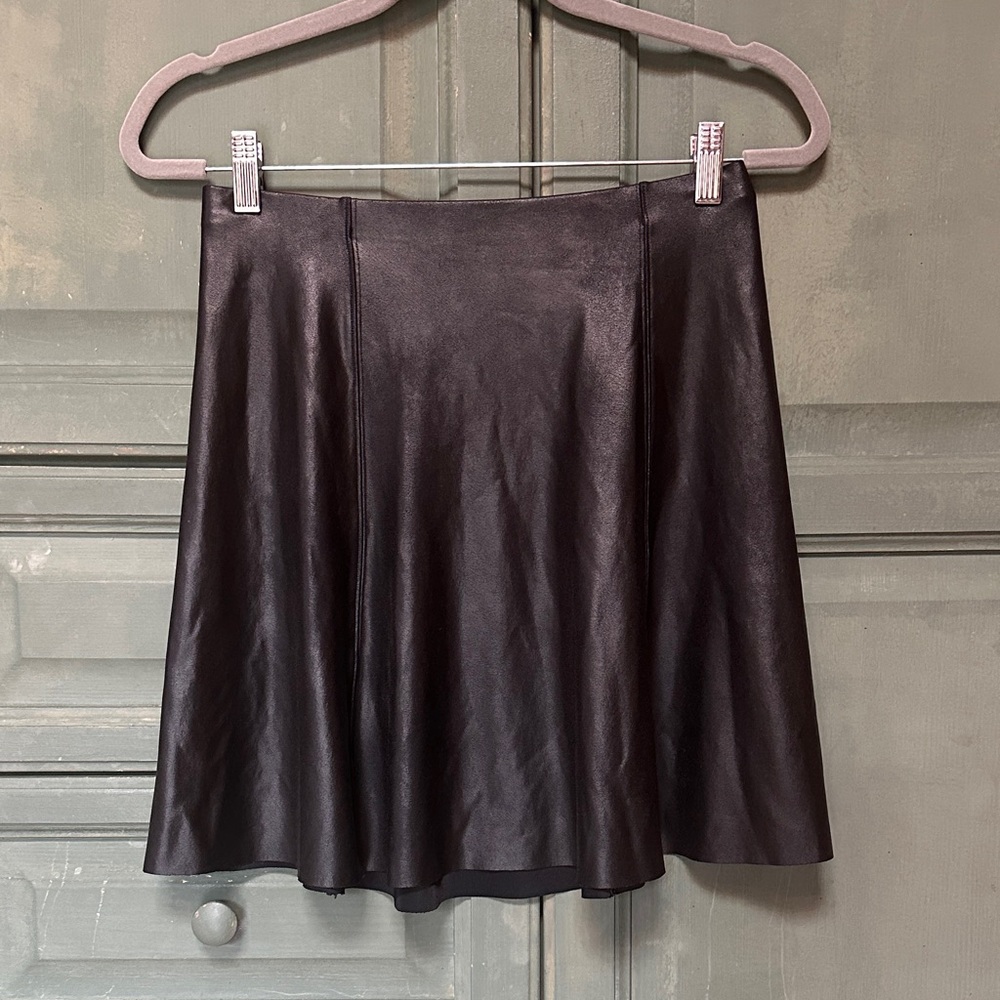 SOLD SPANX Faux Leather Black Skater Skirt